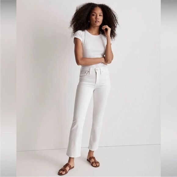 Madewell NWT Kick Out Crop Jeans Size 26 in Pure White - Picture 2 of 13